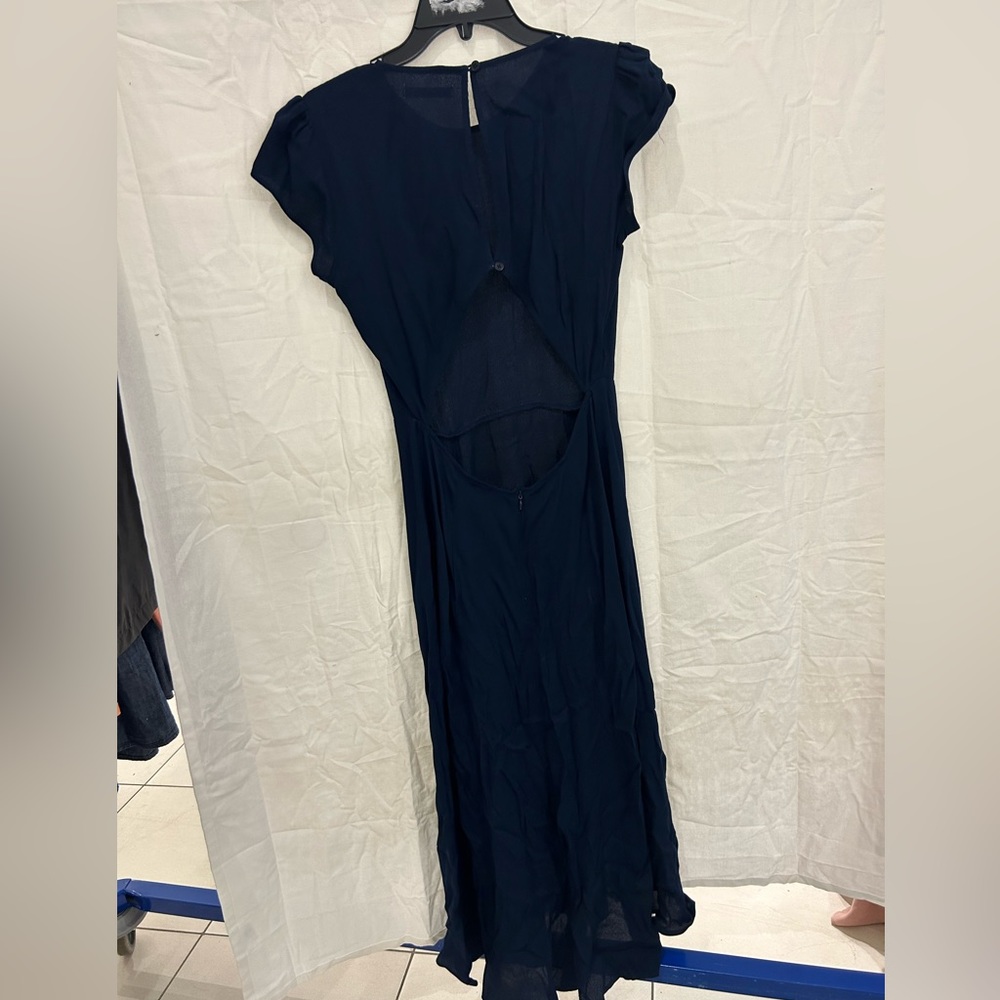 Reformation Navy Blue Flowing Short-Sleeve Dress - Picture 4 of 10